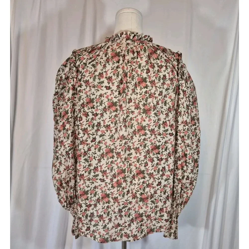 Free People Womens Meant To Be Vintage Boho Floral Blouse Top Small